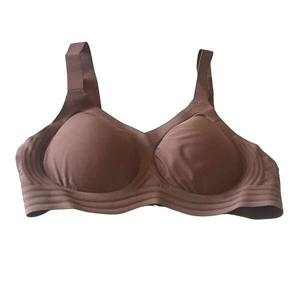 Shapellx Seamless Comfort Wireless Supportive Wide Strap V-Neck Bra Mocha - Picture 4 of 7